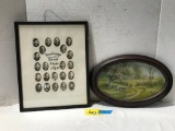 FARM SCENE PRINT AND NEW BOSTON CLASS OF 39 PICTURE