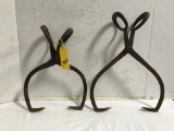 PAIR OF CAST IRON ICE TONGS