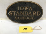 IOWA STANDARD SCHOOL BRASS PLAQUE