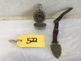 US COMPASS AND BRASS INDIAN WATCH FOB