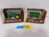 PAIR OF ERTL 1:43 SCALE JOHN DEER TRACTOR / WAGON