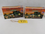 PAIR OF ERTL HARVEST HERITAGE TRADE CARDS WITH 7800 TRACTOR WITH MFWD