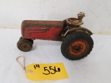 VINTAGE CAST IRON TRACTOR WITH DRIVER