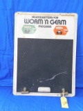 WORM N GERM METAL CHALKBOARD SIGN