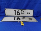PAIR OF 16TH AVE METAL STREET SIGNS