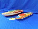 PAIR OF WIND UP TIN TOY BOATS