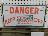 PORCELAIN ROCKY MOUNTAIN DANGER SIGN