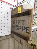 EARLY DOUBLE SIDED GIFT SHOPPE WOOD TRADE SIGN