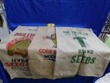 3 CLOTH SEED SACKS