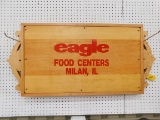 DOUBLE SIDED EAGLE FOOD CENTER WOOD SIGN