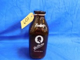 ONE QUART AMBER BORDENS MILK BOTTLE