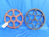 PAIR OF CAST IRON WHEELS