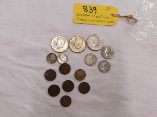US SILVER CLAD COINS/EARLY CANADIAN PENNIES