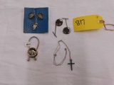 LOT SILVER COIN JEWELRY
