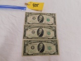 (3) 1950 A,B,C 10.00 NOTES