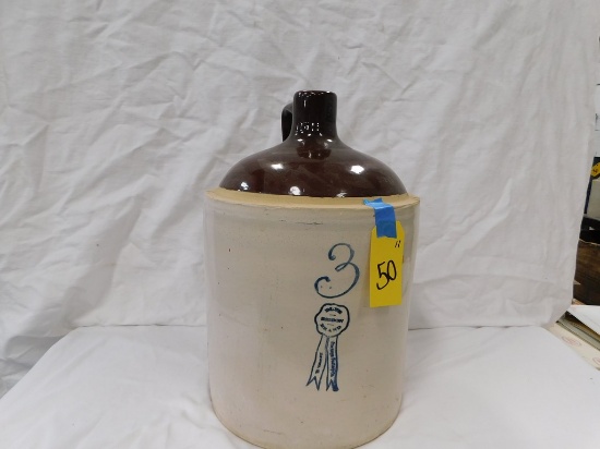 3 GAL BLUE RIBBON CROCK JUG