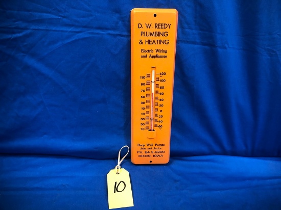 D.W. REEDY PLUMBINGN AND HEATING THERMOMETER