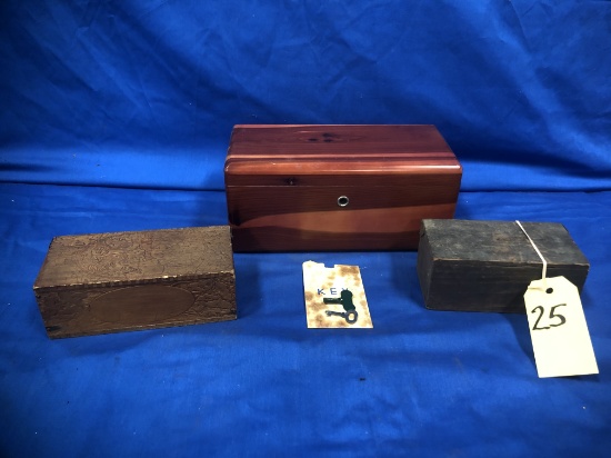 (3) VINTAGE WOOD BOXES - ONE MARKED WEHNER'S ALEDO, IL