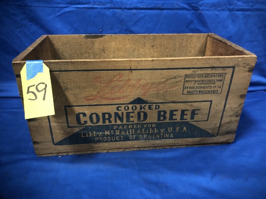 LIBBY'S COOKED CORNED MEEF WOOD BOX