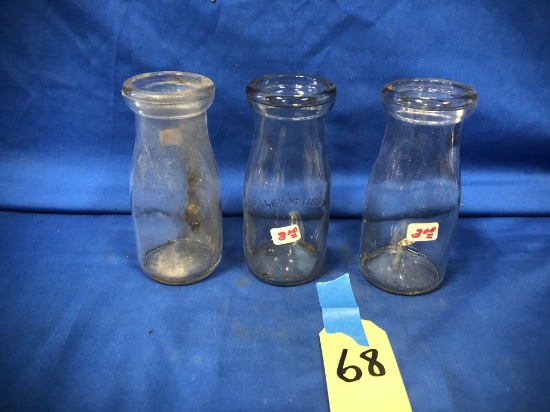 (3) UNMARKED HALF PINT MILK BOTTLES