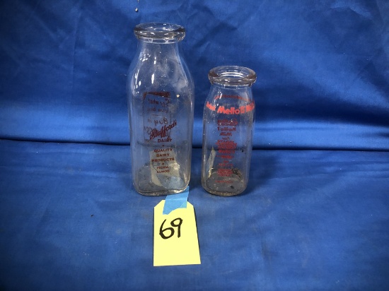 STAFFORD'S DAIRY & MELLO "D" MILK PINT & HALF PINT MILK BOTTLES