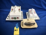(3) VARIOUS COVERED CHINA BUTTER DISHES
