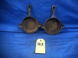 PAIR OF WAGNER WARE CAST IRON SKILLET ASH TRAYS