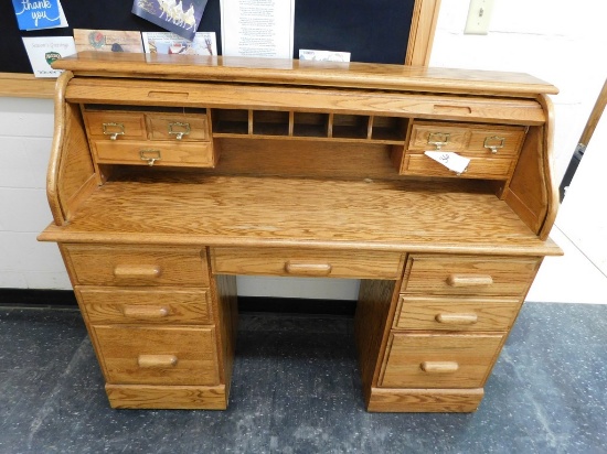 OAK 54" "S" ROLL TOP DESK