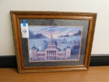 1980 J. RONCKA FRAMED &  MATTED CAPITOL PRINT