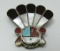 ZUNI SUNFACE PIN STERLING SILVER CHIEF MOP CORAL