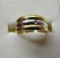 DIAMOND RING 18K TRICOLOR GOLD TRIPLE BAND