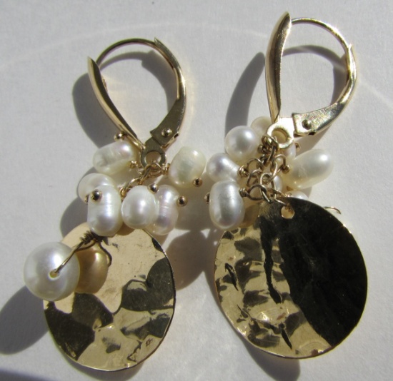 PEARL 14K GOLD EARRINGS W FRENCHBACKS