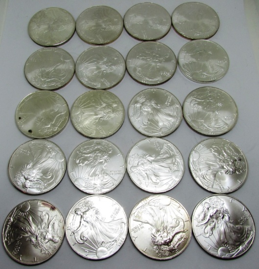 1998 ROLL 20 SILVER US EAGLE COINS 1 OZ