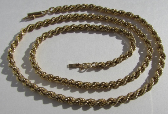 14K GOLD 21" ROPE LINK CHAIN NECKLACE 10 GRAMS