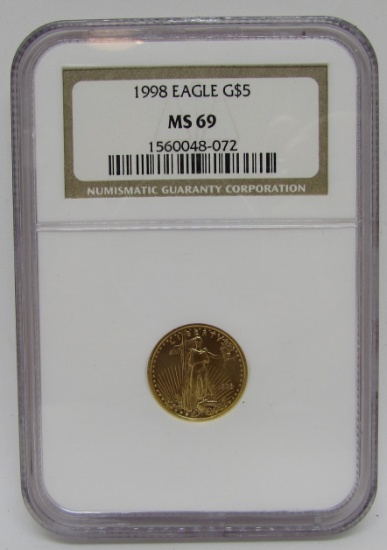 1998 EAGLE US $5 MS69 GOLD COIN NGC