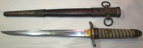 WWII JAPANESE NAVAL DIRK DAGGER KNIFE & SCABBARD