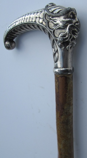 STERLING SILVER WOOD CANE ANTIQUE ELM WIZARD?