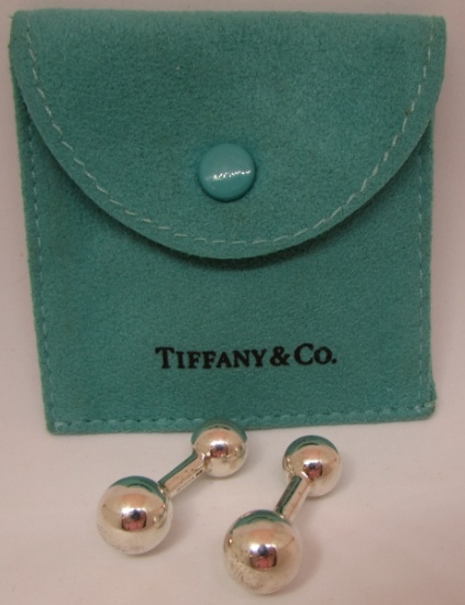 TIFFANY & CO CUFFLINKS STERLING SILVER BARBELL