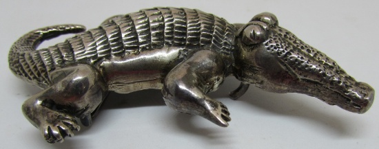 ALLIGATOR BELT BUCKLE STERLING SILVER UF GATOR