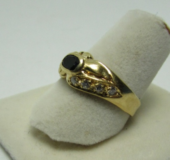 SAPPHIRE DIAMOND RING 18K YELLOW GOLD