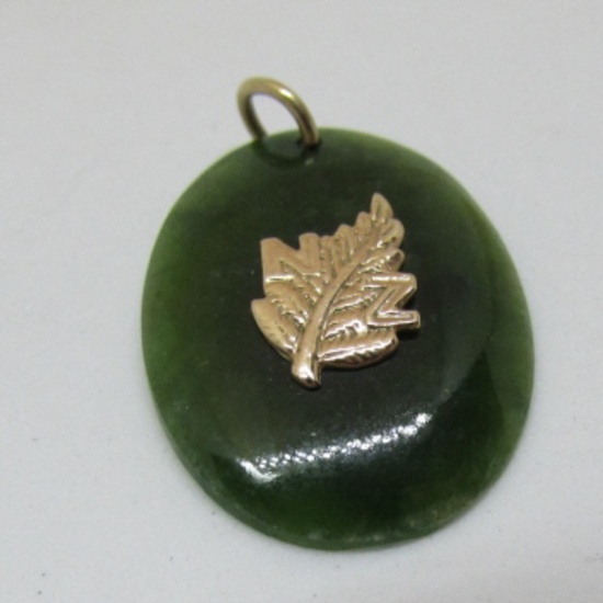NEW ZEALAND MAORI JADE NECKLACE PENDANT 14K GOLD