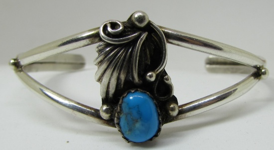 JEAN DIXON TURQUOISE CUFF BRACELET STERLING SILVER