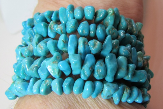 35MM WIDE 5 ROW TURQUOISE NUGGET STONE BRACELET