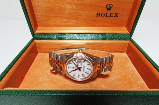 18K &  STAINLESS 3/4 SIZE ROLEX  DATEJUST WATCH