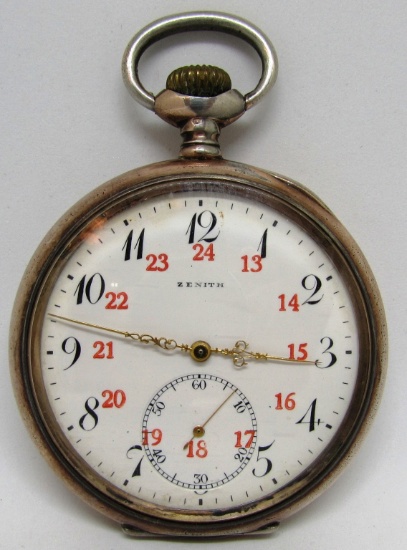 ZENITH POCKET WATCH GOLD & 800 STERLING SILVER