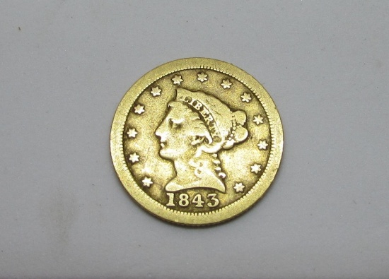 1843 O GOLD 2 1/2 DOLLAR US COIN