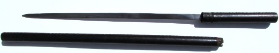 LEATHER WRAPPED WOOD SWORD CANE 23" 15" BLADE