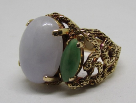 9.5CT LAVENDER 1CT JADEITE JADE RING 14K GOLD HK