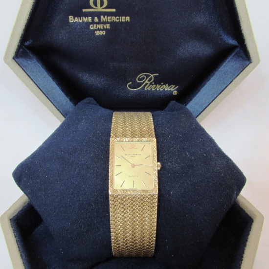BAUME MERCIER 14K GOLD WATCH & BAND