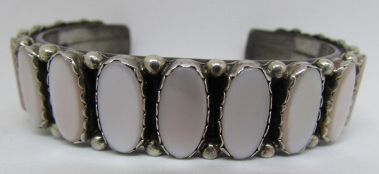 H SPENCER NAVAJO MOP CUFF BRACELET STERLING SILVER